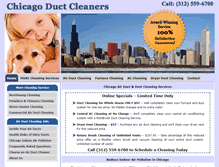 Tablet Screenshot of chicagoductcleaners.com